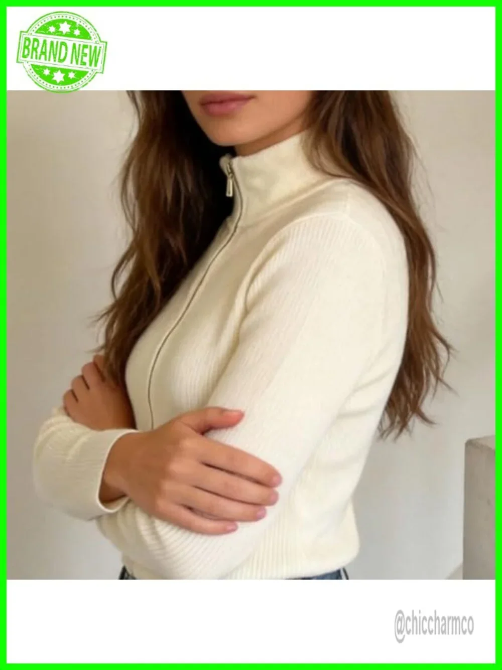 Soft Ribbed Cable Knit Zip Up Cardigan, Chunky Collared Sweater Coat, Long
